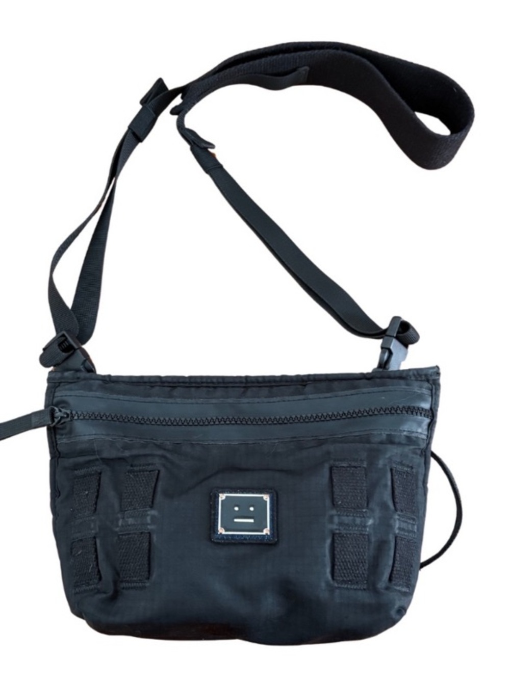 Acne Black Nylon Messenger Crossbody Bag - Picture 3 of 8